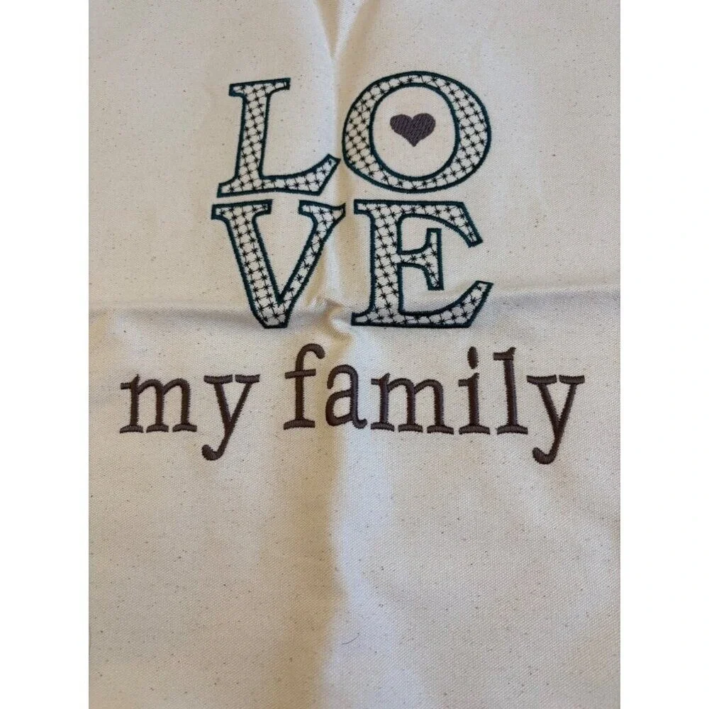 Thirty One NEW Love My Family Canvas Pillow Cover NO pillow included Cream Color